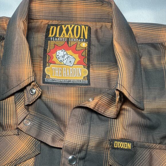 Dixxon Shirt Mens Size M Black Orange Plaid Pearl Snap D-Lux Bamboo The Hardin - Picture 3 of 8